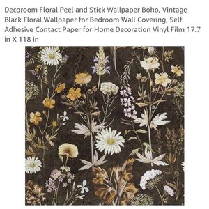 NWT BOHO Vintage Floral Self Stick Wall Covering